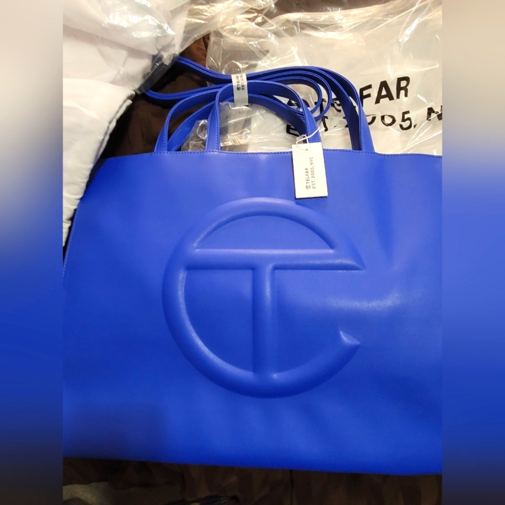 Royal blue telfar shopper.